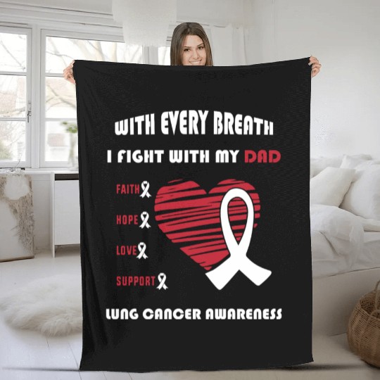Faith Hope Love Support Squad Lung Cancer Dad Fleece Blankets
