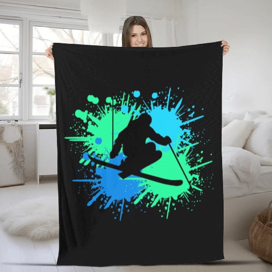 skiing freestyle Fleece Blankets