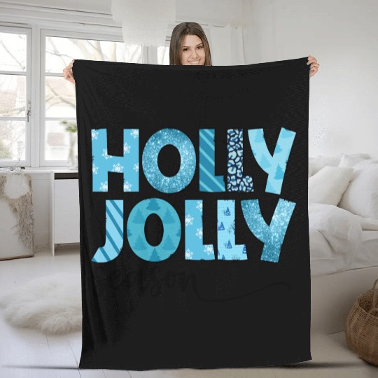 Holly Jolly season sublimation Fleece Blankets