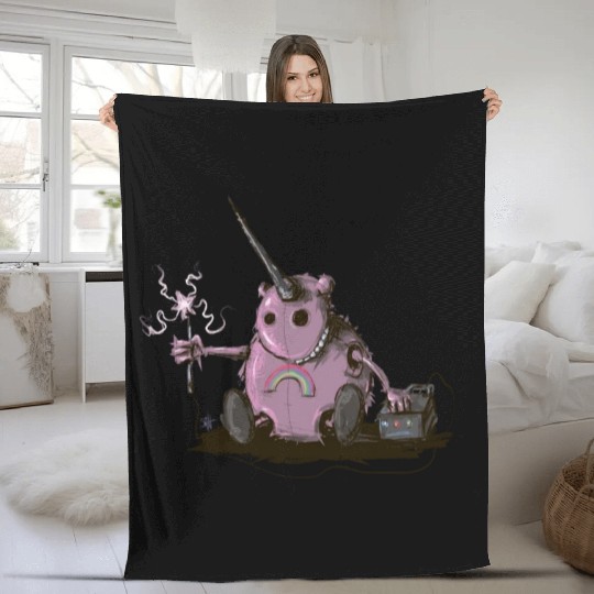 Unicorn robot Magic Fleece Blankets