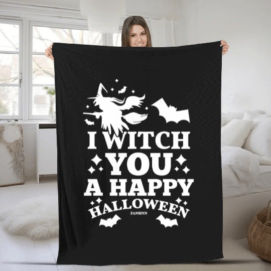 Halloween bat witch gift Fleece Blankets