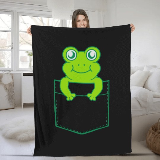 Fleece Blankets pocket small cute frog