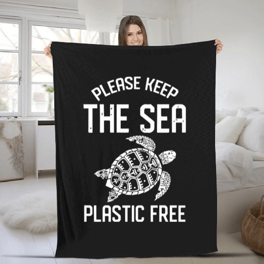 Plastic Free Save The Ocean Fleece Blankets