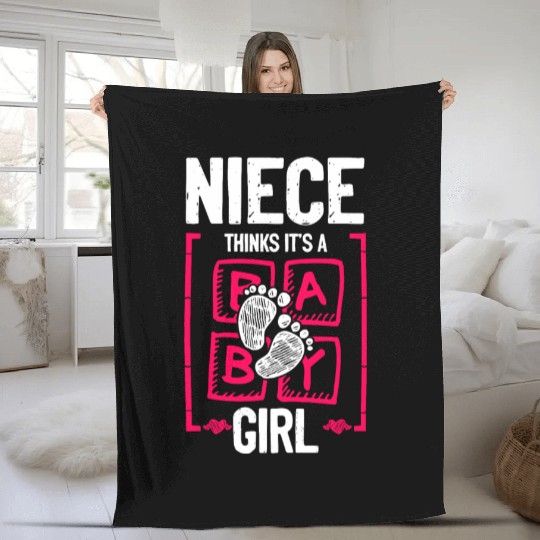 Niece Thinks It's a Girl Gender Reveal Funny Baby Fleece Blankets