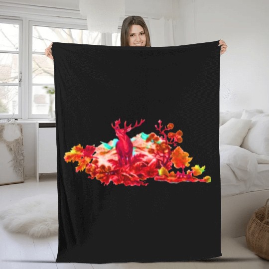 Deer Swamp Illustrate Fleece Blankets