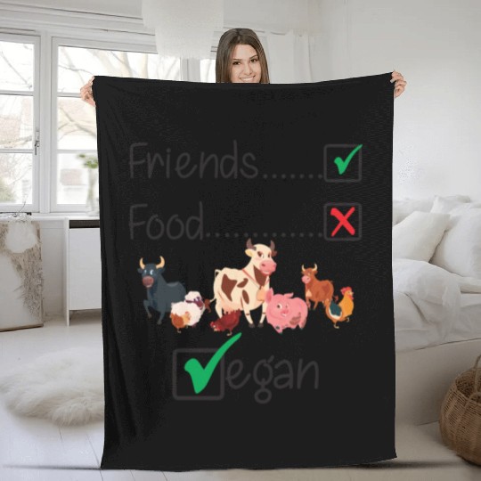 Friends Not Food Vegan Farm Animals Funny Fleece Blankets