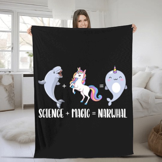 Science Magic Narwhal Unicorn Of The Sea Animal Fleece Blankets