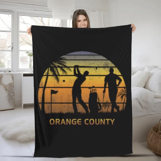 Retro Orange County Golf Golfing Fan Golfer Gift Fleece Blankets