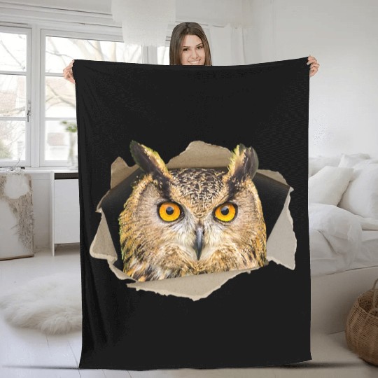 Great Horned Owl Lover Birders Bird Watchers Funny Fleece Blankets