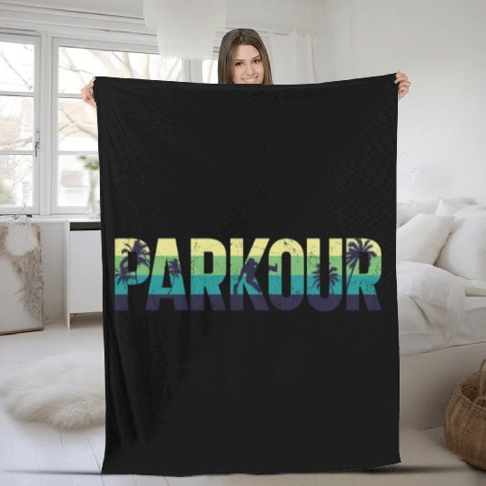 Parkour Free Running Traceur Retro Fleece Blankets