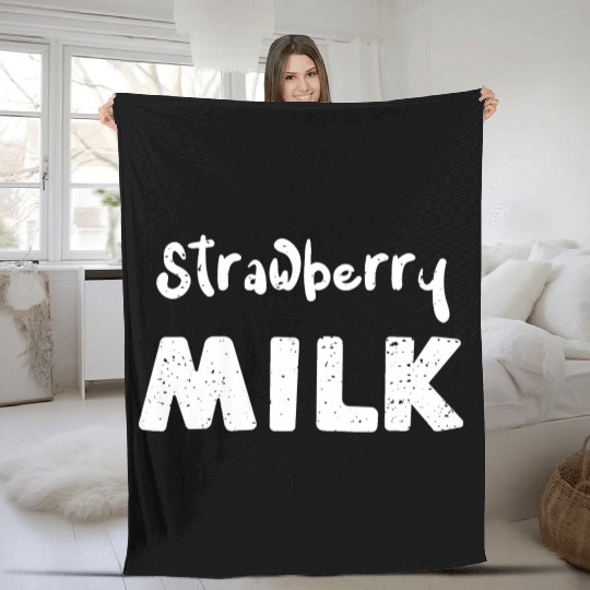 Strawberry Milk - Cow Fleece Blankets