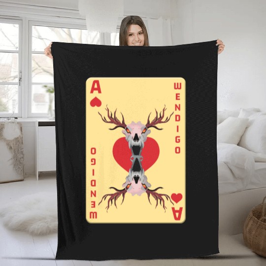 Folk Creature Card Wendigo Halloween Cryptid Fleece Blankets