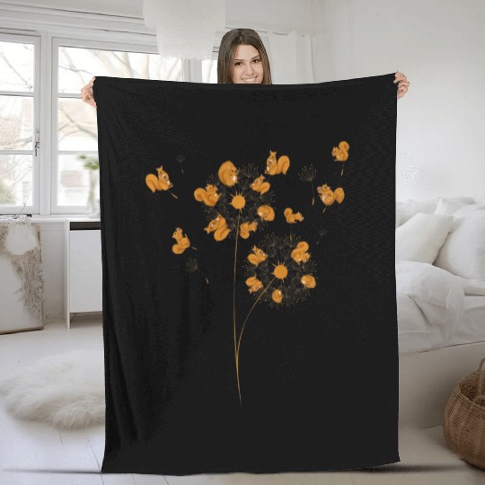 Squirrel Forest Nature Animal Funny Dandelion Fleece Blankets