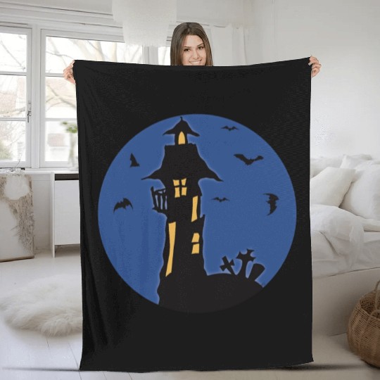 Halloween Haunted House Fleece Blankets