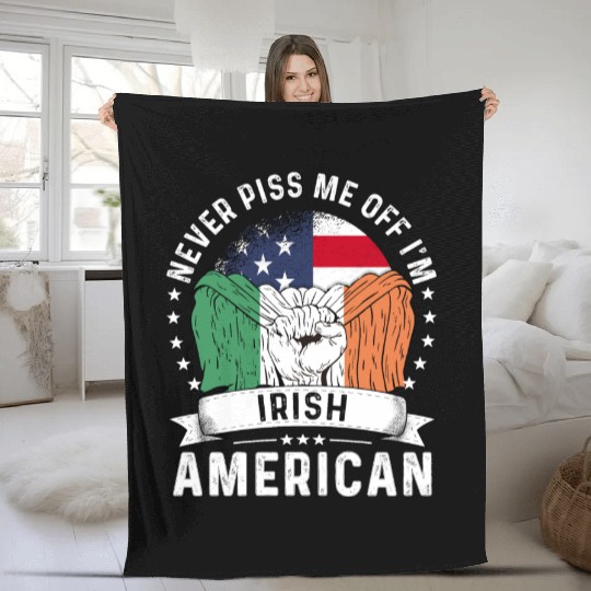 Ireland American Country Heritage Flags Fleece Blankets