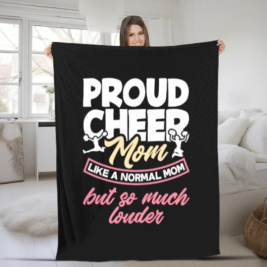 Proud Cheer Mom Cheerleading Mom Gift Fleece Blankets