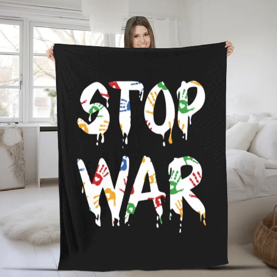 Stand with Ukraine Fleece Blankets, Ukraine Anti War Fleece Blankets