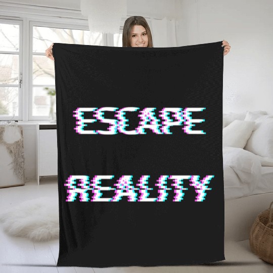 escape reality cyberpunk glitch Fleece Blankets