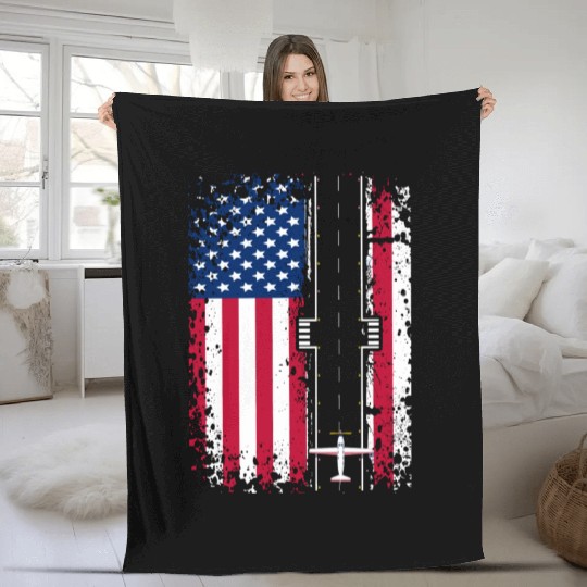 Patriotic Aviation Flight Us Flag Best Pilot Fleece Blankets
