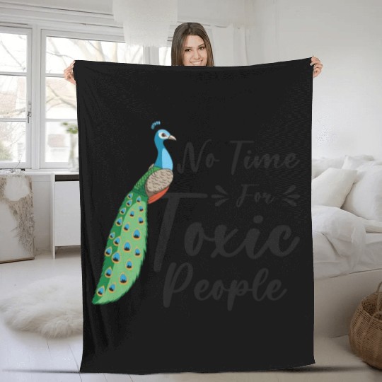 Peacock Positivity Peacock Fan Toxic People Nature Fleece Blankets