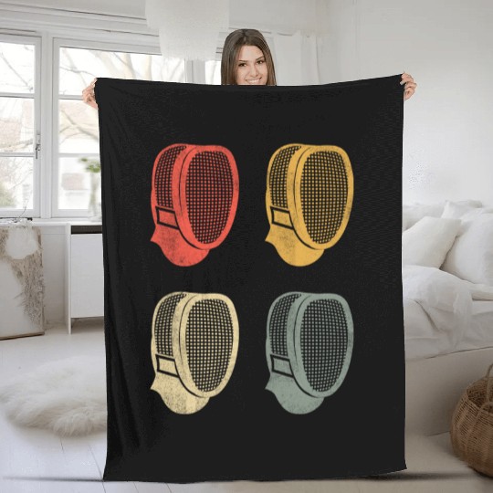 Fencing Sports Vintage Fencer Masks Fence Fleece Blankets