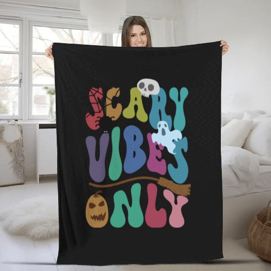 Halloween scary vibes only, trick or treat costume Fleece Blankets