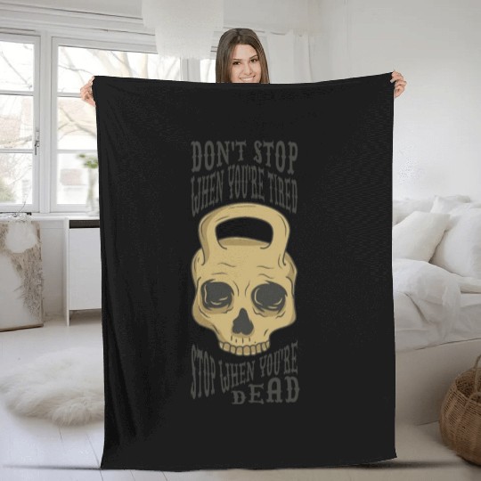 Never give up halloween train hard fitness Fleece Blankets