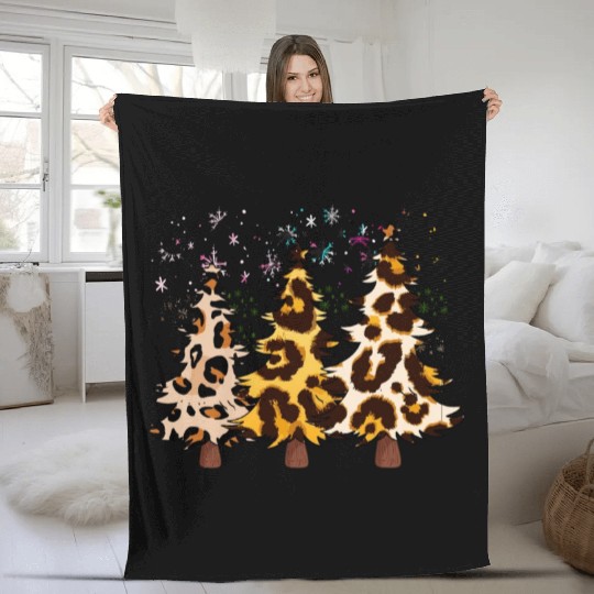 Christmas trees, Leopard Christmas Trees, Winter Fleece Blankets