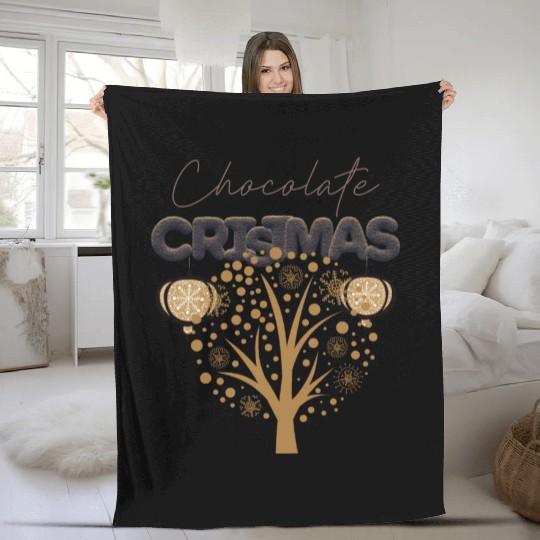 Chocolate Christmas Ornament Winter Tree Fleece Blankets