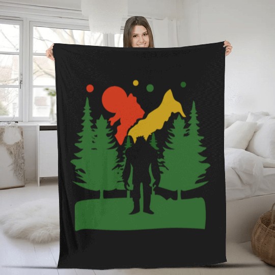 Retro Vintage I Believe Big Foot Lover Bigfoot Fleece Blankets