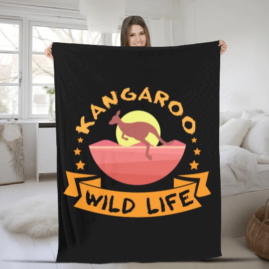 Kangaroo Wild Life Fleece Blankets