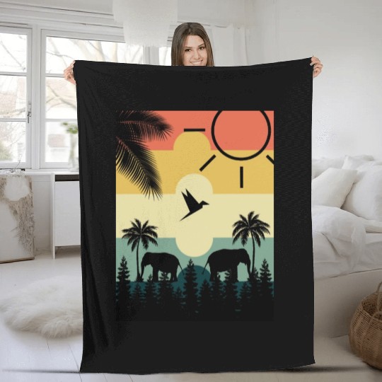 Vintage Elephant Fleece Blankets