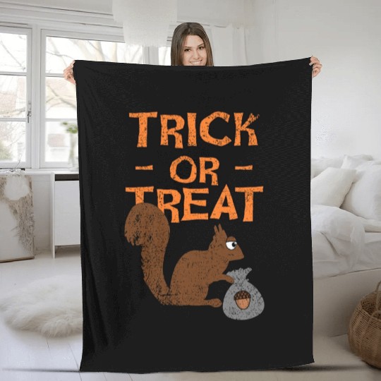 Trick Or Treat Squirrel Fleece Blankets