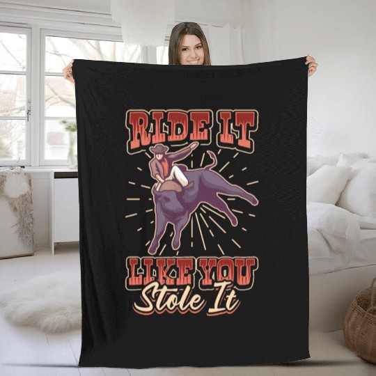 Rodeo Bull Riding Livestock Show Farmer Cattle Fleece Blankets