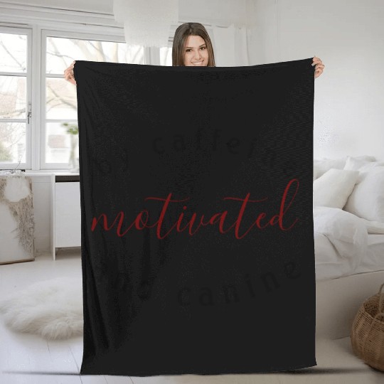 motivated by caffeine and canine-beautiful gift Fleece Blankets