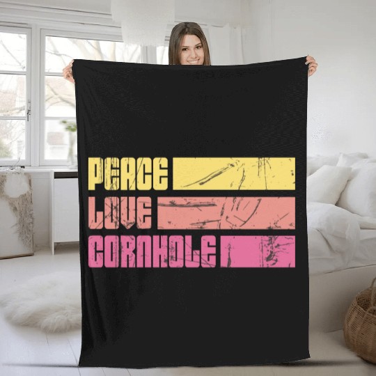 Peace Love Cornhole Fleece Blankets