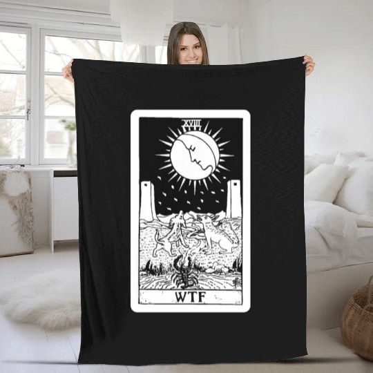 WTF - The Moon Tarot Card Fleece Blankets