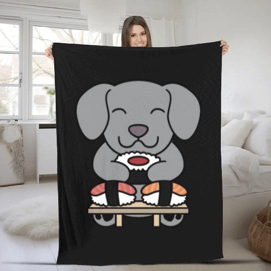 Sushi Lover Weimaraner Fleece Blankets
