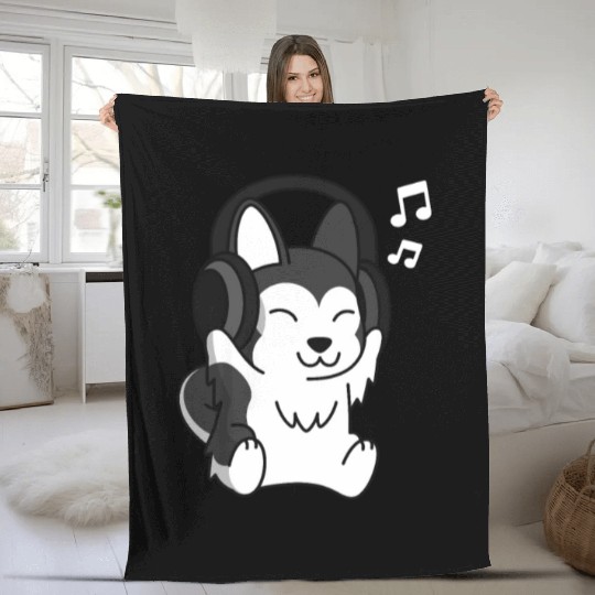 Music Lover Husky Fleece Blankets