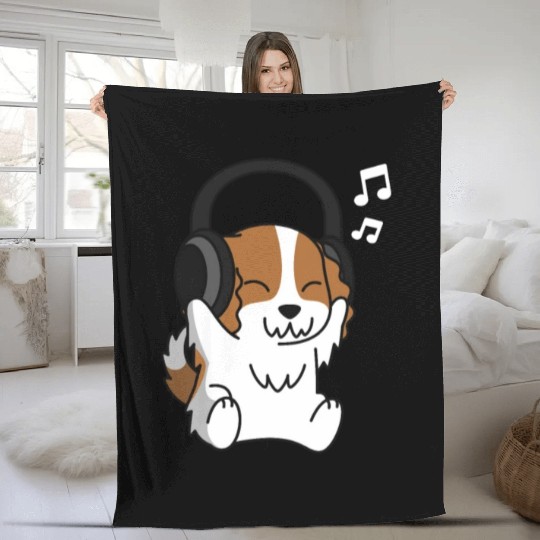 Music Lover Cavalier King Charles Spaniel Fleece Blankets