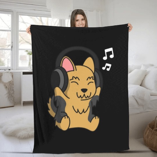 Music Lover Yorkshire Terrier Fleece Blankets