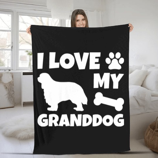 I Love My Granddog Cavalier King Charles Spaniel Fleece Blankets