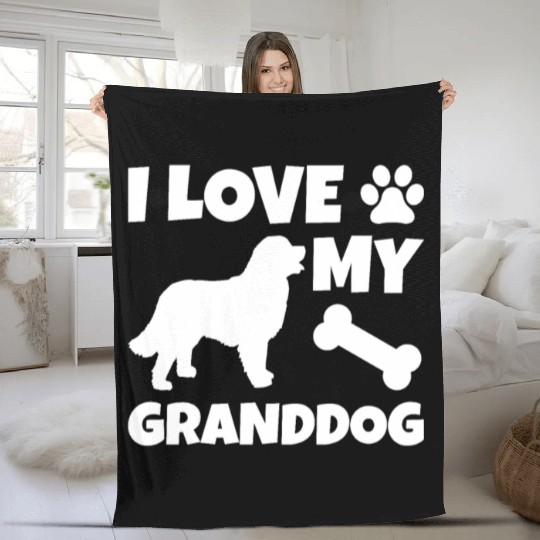 I Love My Granddog Bernese Mountain Dog Fleece Blankets