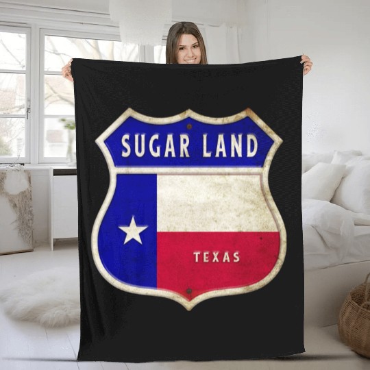Sugar Land Texas Crest Flag Design Fleece Blankets