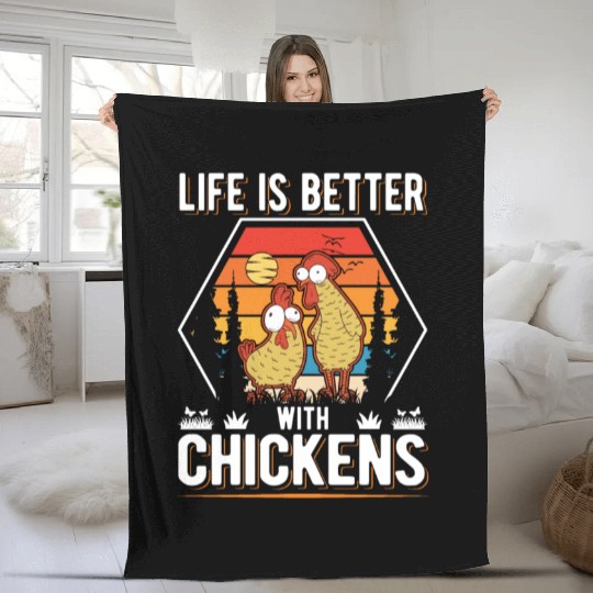 Chickens Farmer Chicken Coop Fleece Blankets