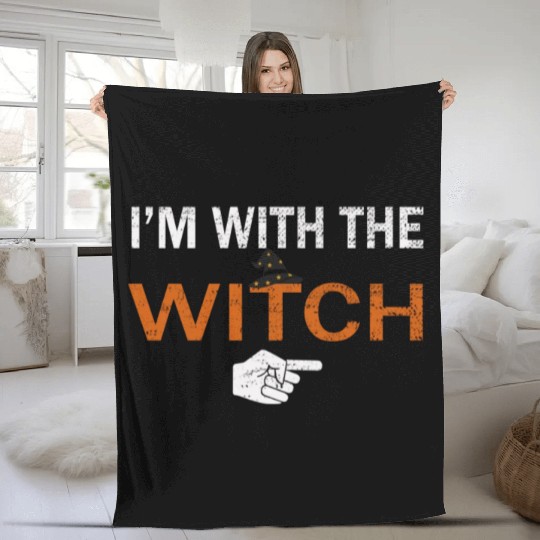 I'm With The Witch Fleece Blankets