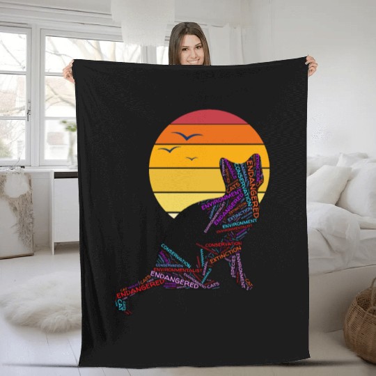 Black Cat at Sunset Fleece Blankets