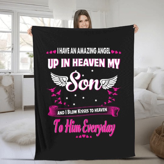 My Son Forever My Angel Sympathy In Loving Memory Fleece Blankets