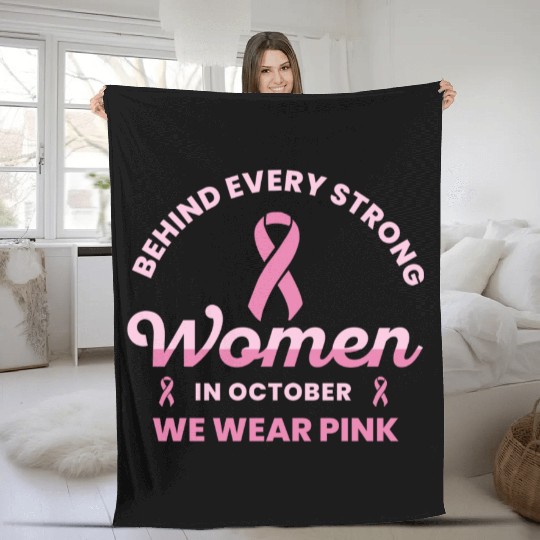 In October We Wear Pink Breast Cancer Awareness Fleece Blankets