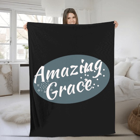 Amazing Grace Christian design Fleece Blankets